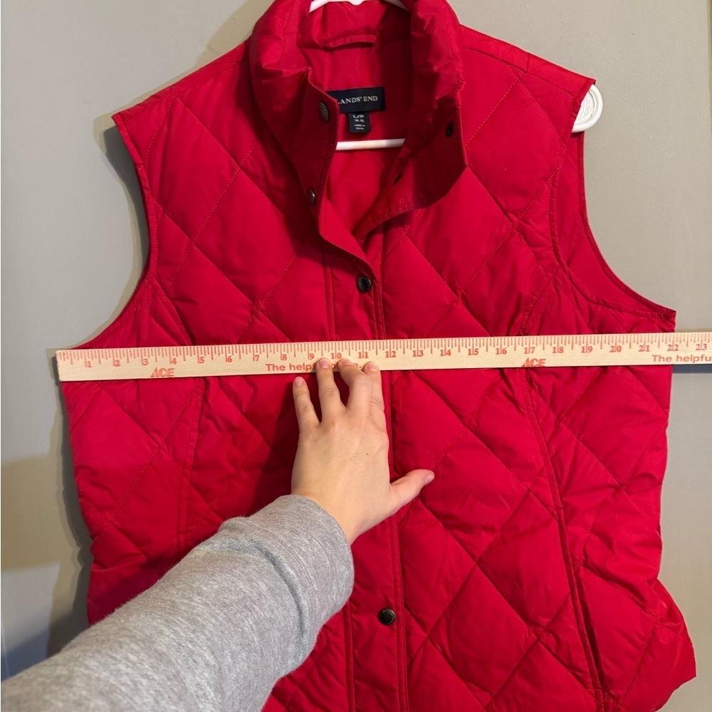 Lands End Women's Red Quilted Down Feather Puffer Vest - Picture 6 of 7